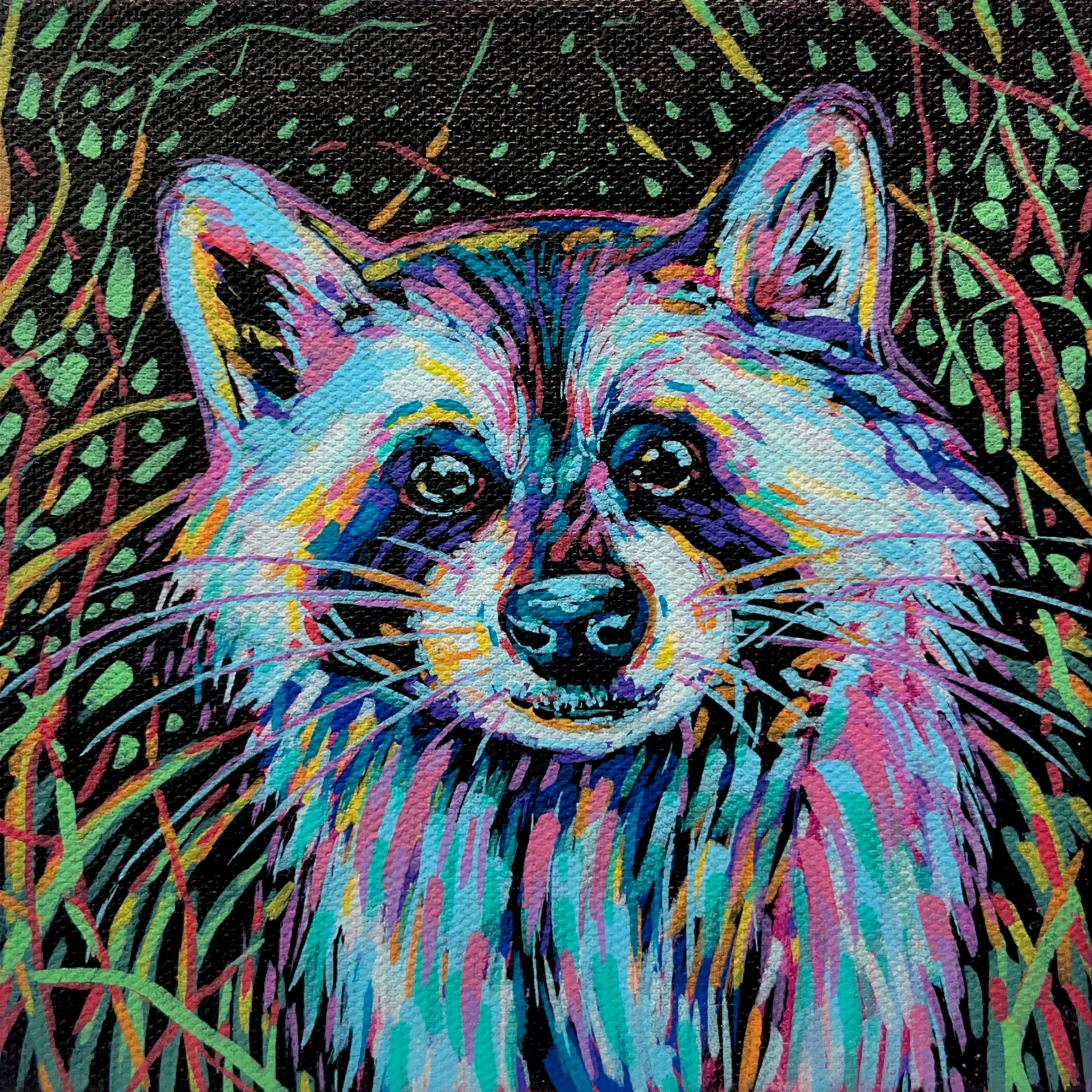 Rascoon - 6x6 Acrylic Mini Doodle