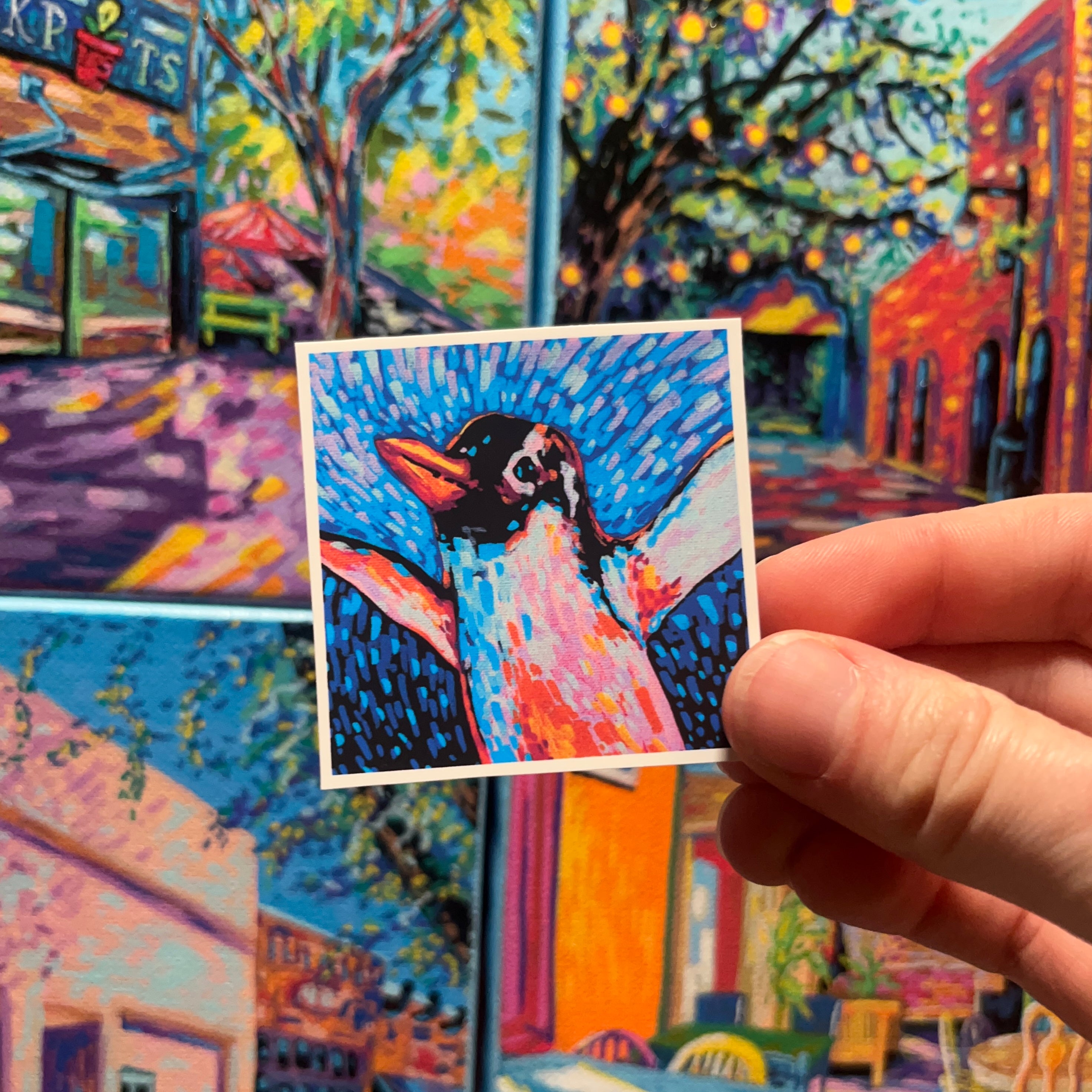 Bear & Alley – 6x6 Acrylic Mini Doodle – Elizabeth's Art Box