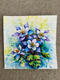 Blue Columbine - 8x8 Watercolor