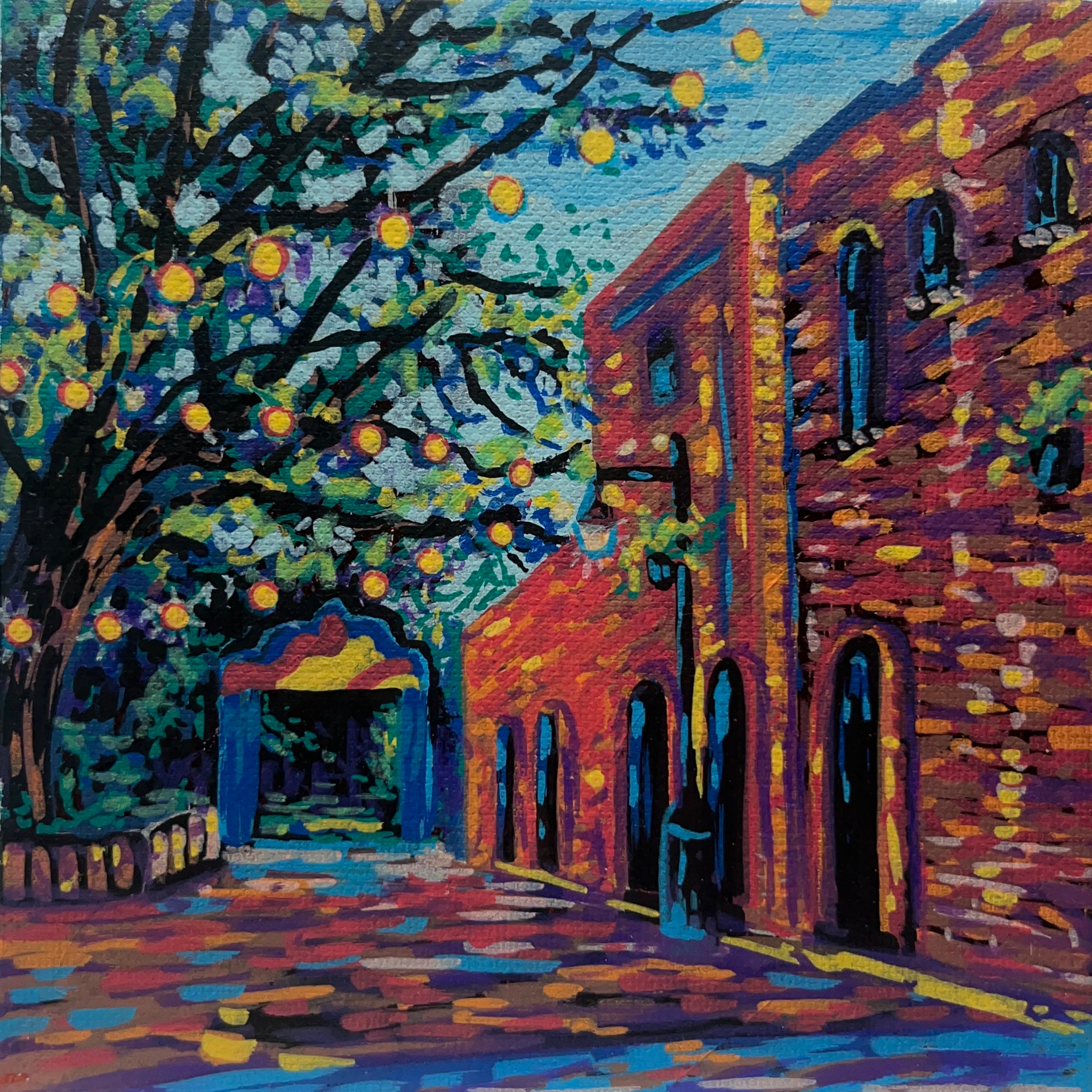 Quiet Alley - 6x6 Acrylic Mini Doodle