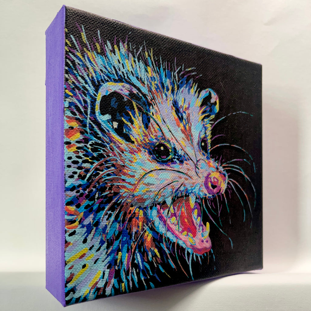 Galactic Possum - 6x6 Acrylic Mini Doodle