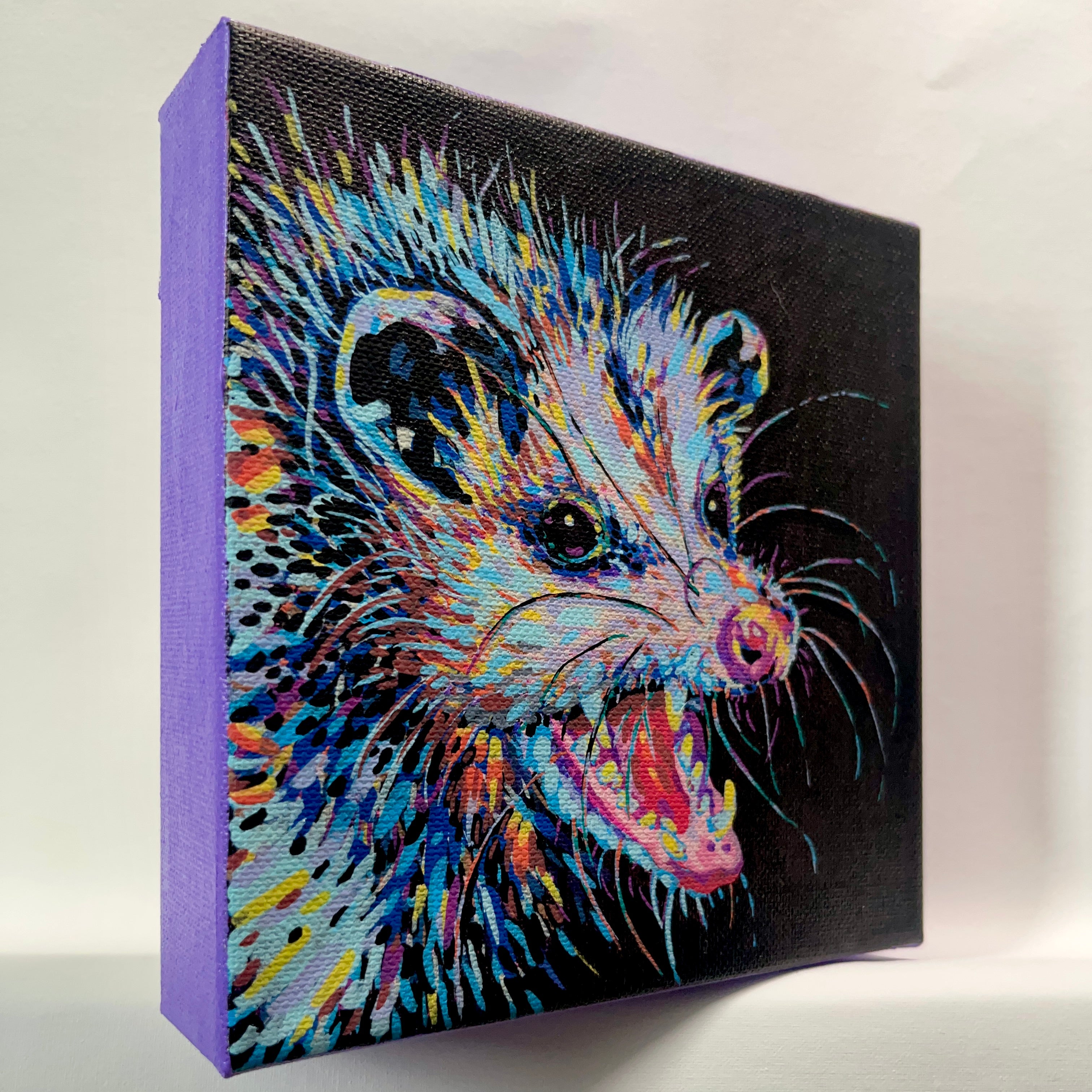 Galactic Possum - 6x6 Acrylic Mini Doodle
