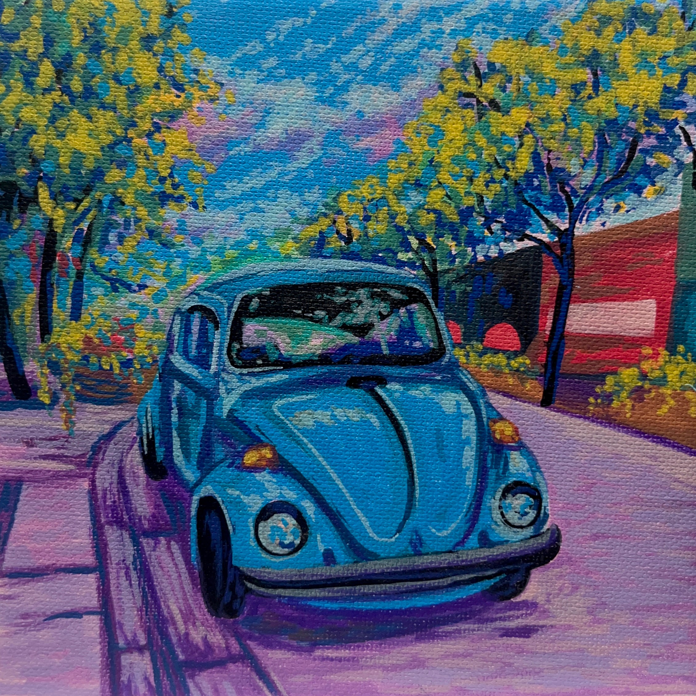 Classic VW – 6x6 Acrylic Mini Doodle – Elizabeth's Art Box