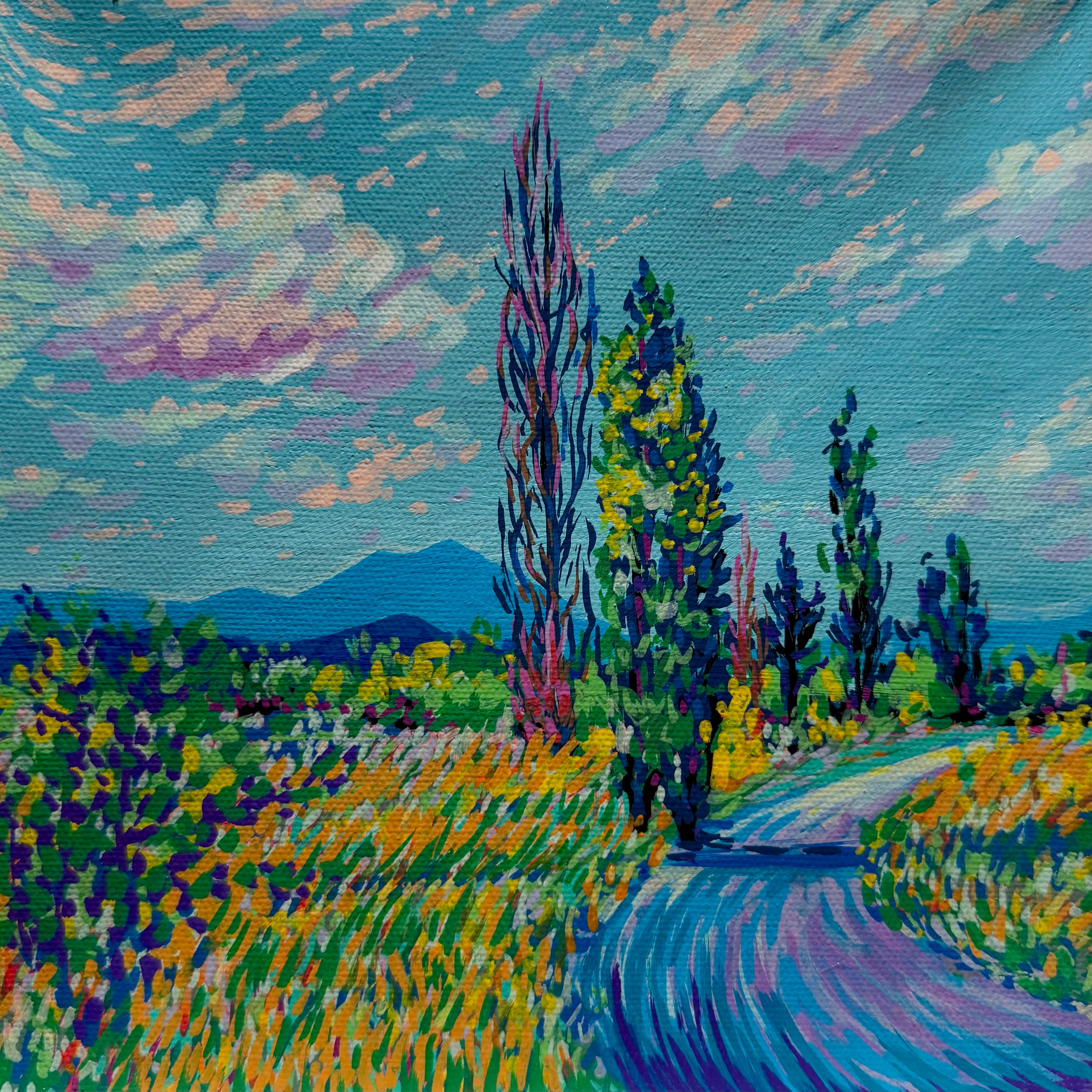 Golden - 8x8 Acrylic Doodle