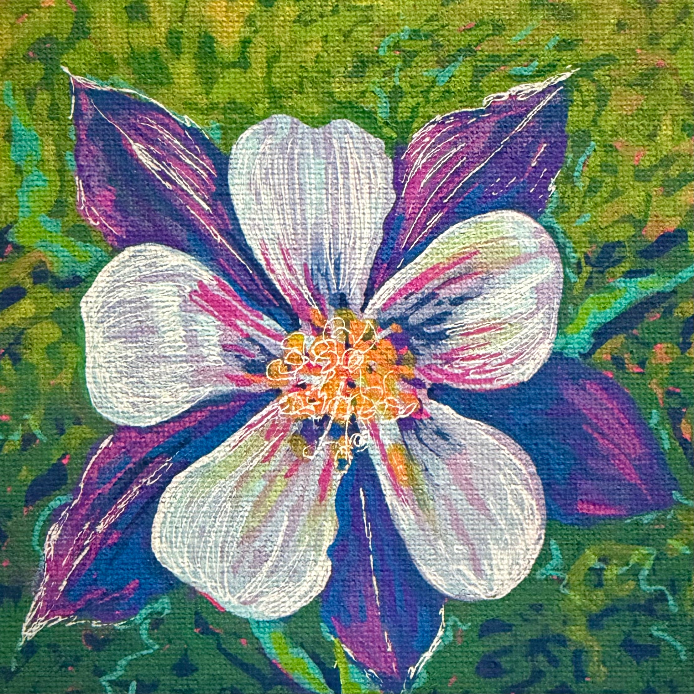 Blue Columbine - Acrylic 5x5 Mini Original